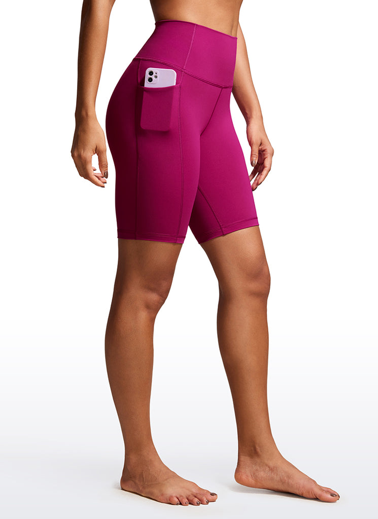 CRZ YOGA Women's Train High Rise Biker Nakedfeel Pocket Shorts 8'' Dark Russet
