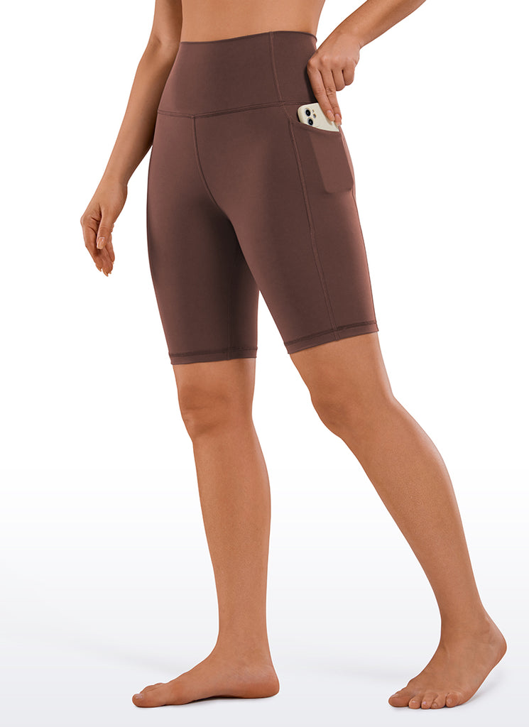 CRZ YOGA Women's Train High Rise Biker Nakedfeel Pocket Shorts 8'' Chartreuse