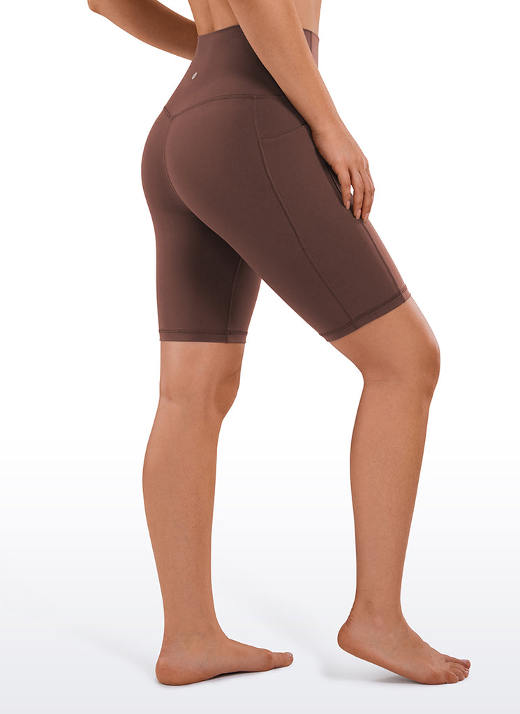 CRZ YOGA Women's Train High Rise Biker Nakedfeel Pocket Shorts 8'' Chartreuse