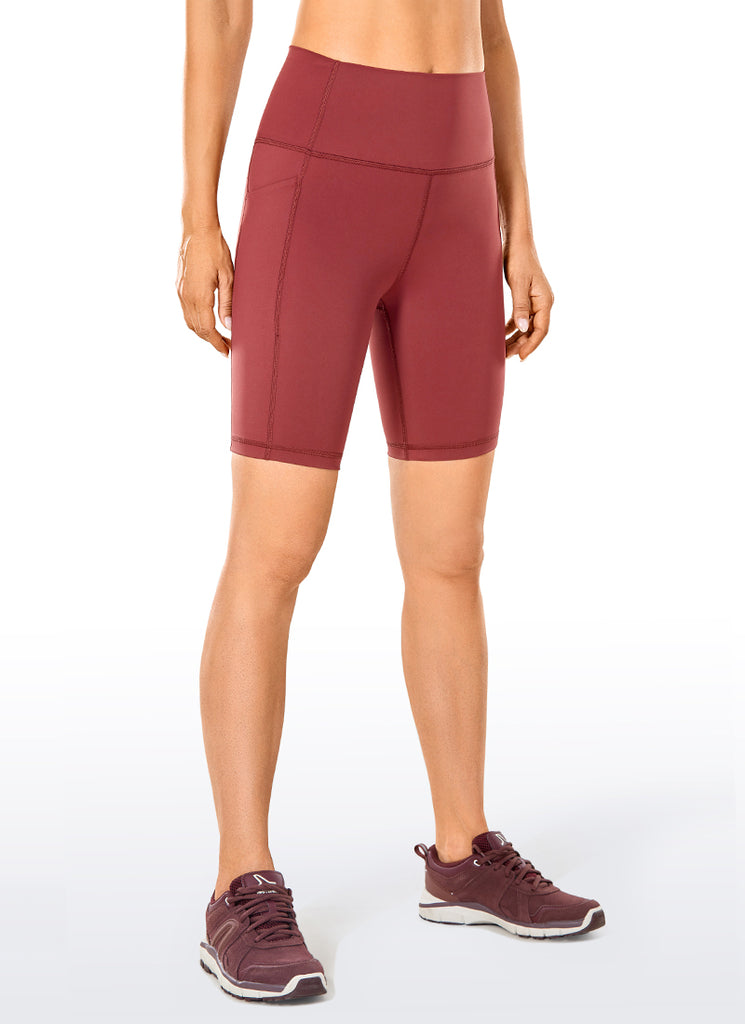 CRZ YOGA Women's Train High Rise Biker Nakedfeel Pocket Shorts 8'' True Navy