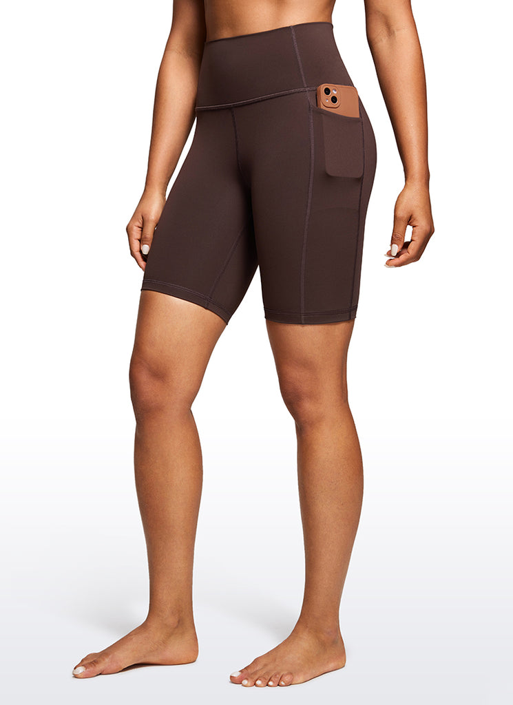 CRZ YOGA Women's Train High Rise Biker Nakedfeel Pocket Shorts 8'' French Navy