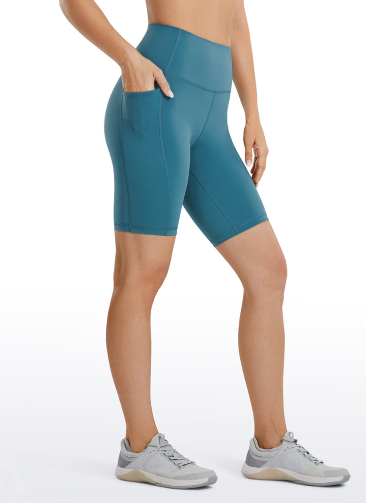 CRZ YOGA Women's Train High Rise Biker Nakedfeel Pocket Shorts 8'' Arctic Plum