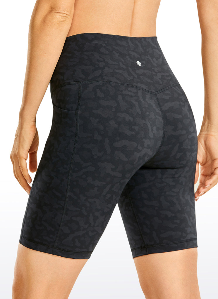 CRZ YOGA Women's Train High Rise Biker Nakedfeel Pocket Shorts 8'' Sepia