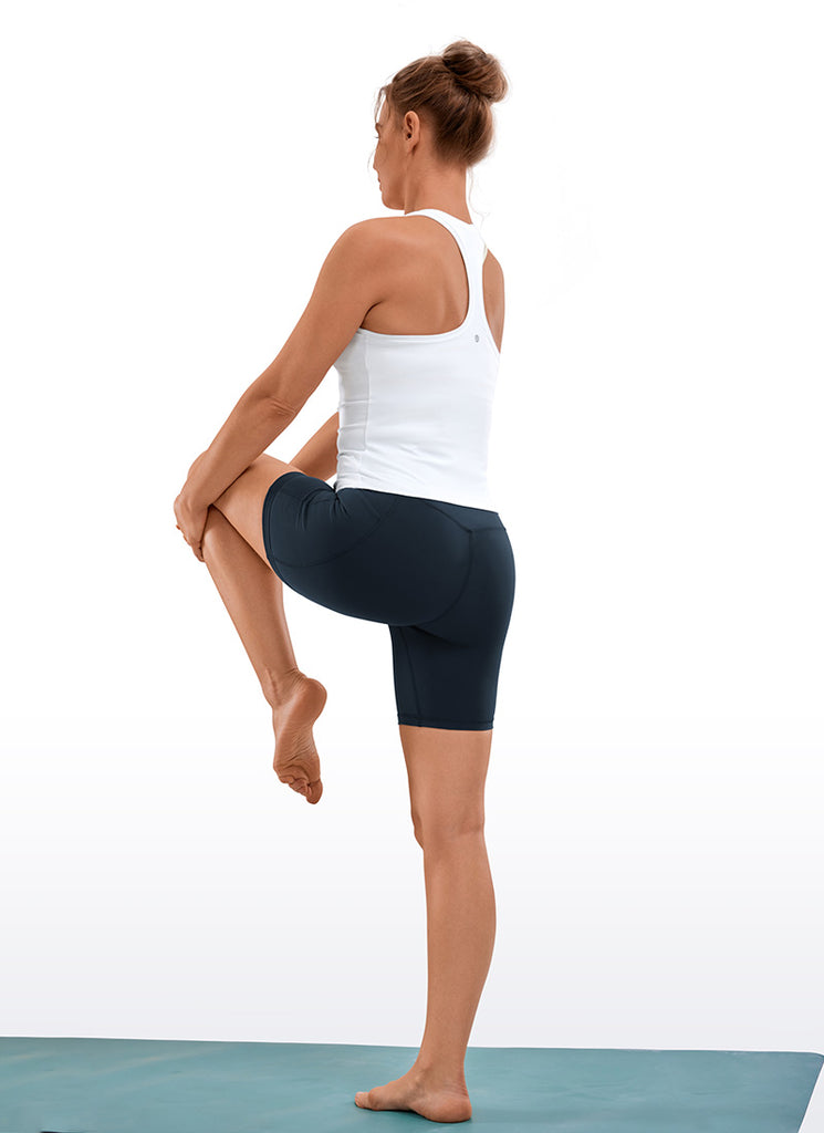 CRZ YOGA Women's Train High Rise Biker Nakedfeel Pocket Shorts 6'' Black