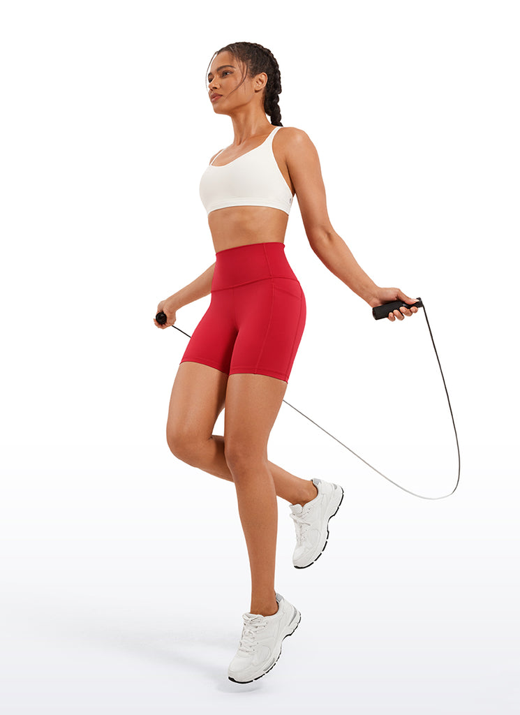 CRZ YOGA Women's Train High Rise Biker Nakedfeel Pocket Shorts 6'' Mysterious Grey