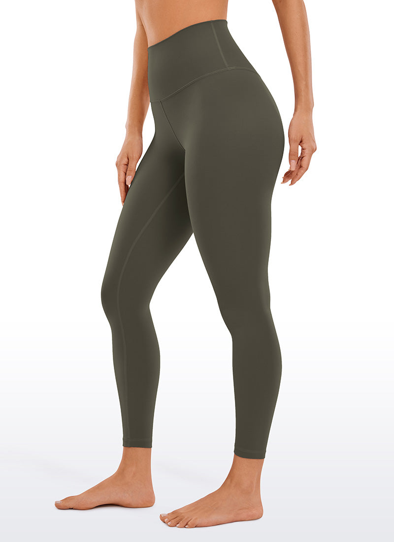 CRZ YOGA נשים טייץ יוגה Butterluxe בגזרה גבוהה Yoga Lounge באורך 64 ס"מ - ירוק צבאי בהיר