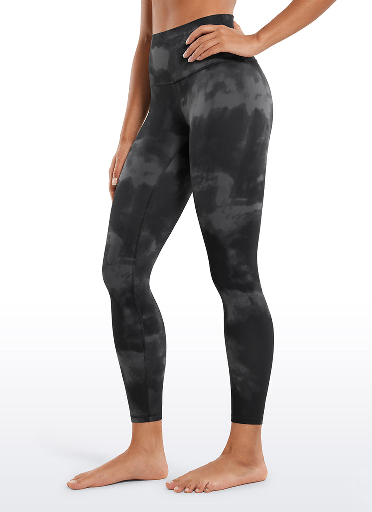 CRZ YOGA Women's Yoga Lounge High Rise Butterluxe Yoga Leggings 25'' Grey Tie Dye Flowers