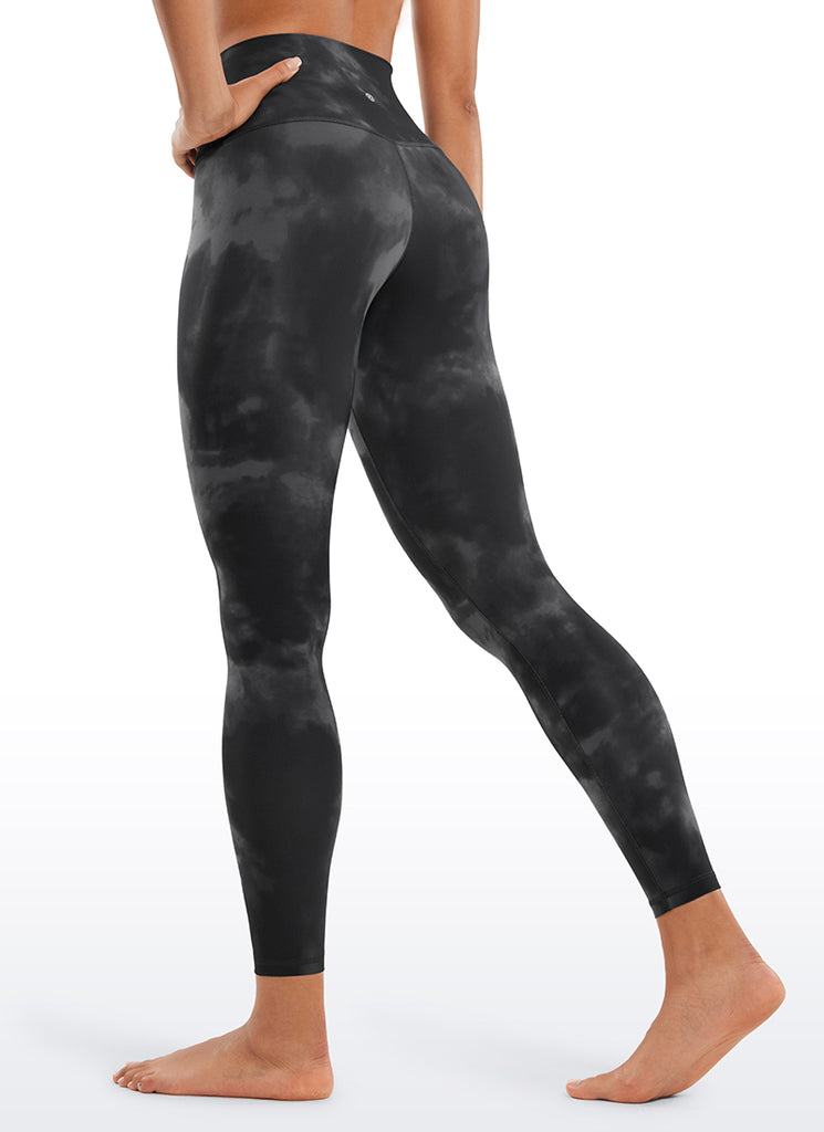 CRZ YOGA Women's Yoga Lounge High Rise Butterluxe Yoga Leggings 25'' Grey Tie Dye Flowers