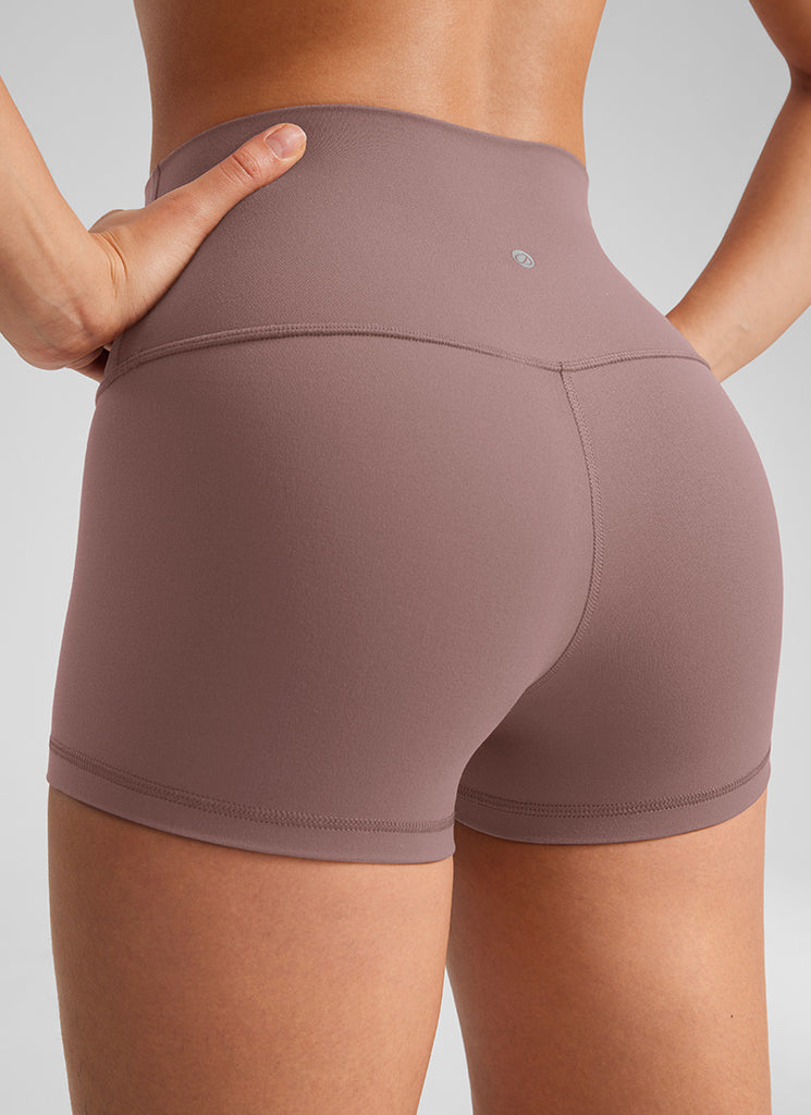 CRZ YOGA Women's Yoga High Rise Booty Butterluxe Biker Shorts 2.5'' Mauve