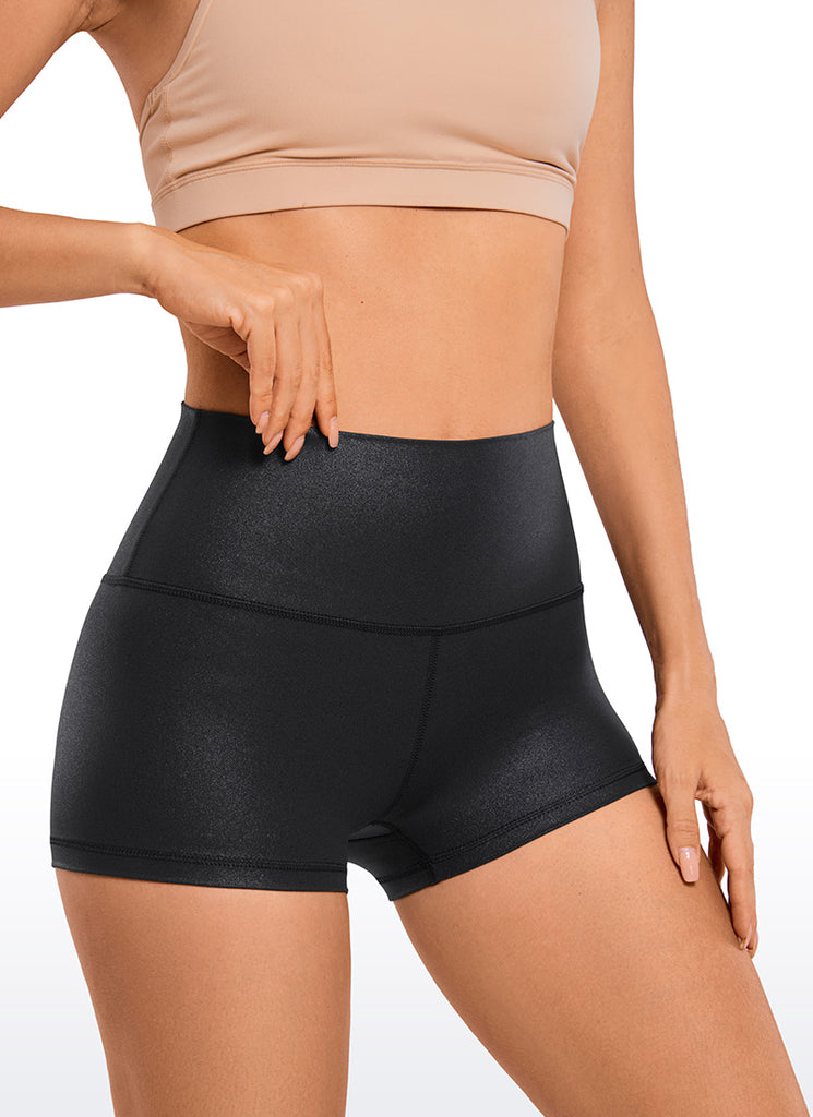 CRZ YOGA Women's Yoga High Rise Booty Butterluxe Biker Shorts 2.5'' Black Classic