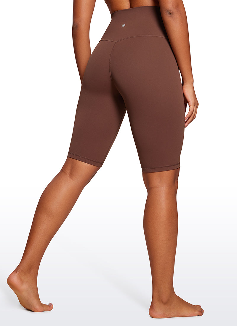 CRZ YOGA Women's Yoga High Rise Butterluxe Long Biker Shorts 10'' Coffee Brown