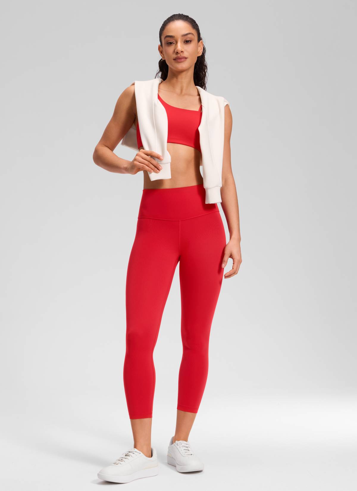 CRZ YOGA Women's Yoga Lounge High Rise Butterluxe Yoga Leggings 23'' Aurora Red @model_info:Larissa
