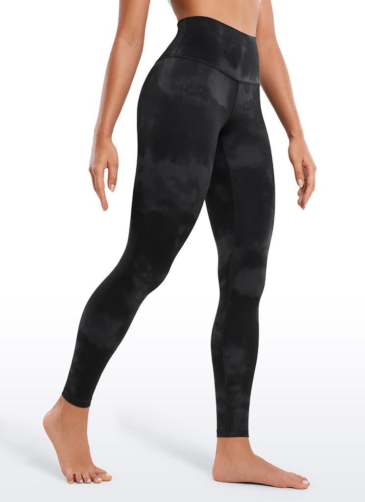 CRZ YOGA Women's Yoga Lounge High Rise Butterluxe Yoga Leggings 28'' Black Tie Dye Flowers