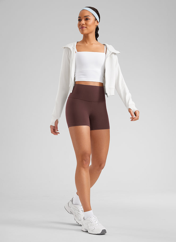 CRZ YOGA Women's Yoga High Rise Biker Shorts Butterluxe Shorts 4'' Tornado