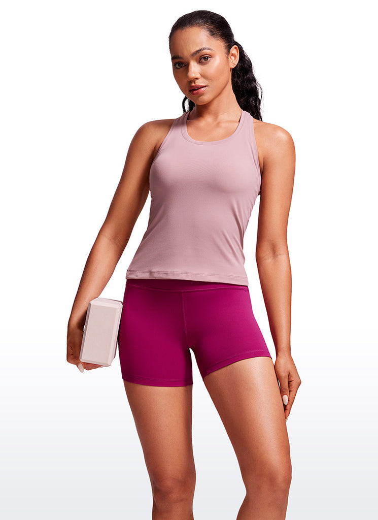 CRZ YOGA Women's Yoga High Rise Biker Shorts Butterluxe Shorts 4'' True Navy