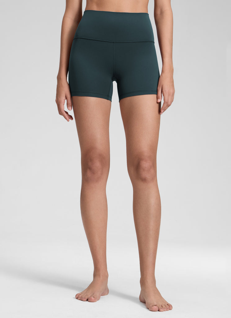 CRZ YOGA Women's Yoga High Rise Biker Shorts Butterluxe Shorts 4'' Forest Dark Green