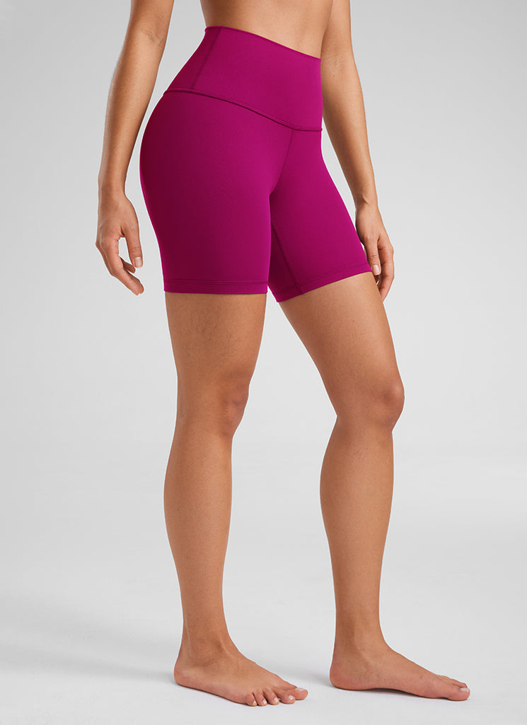 CRZ YOGA Women's Yoga High Rise Biker Shorts Butterluxe Shorts 6'' Emerald Green Tie-Dye Flowers