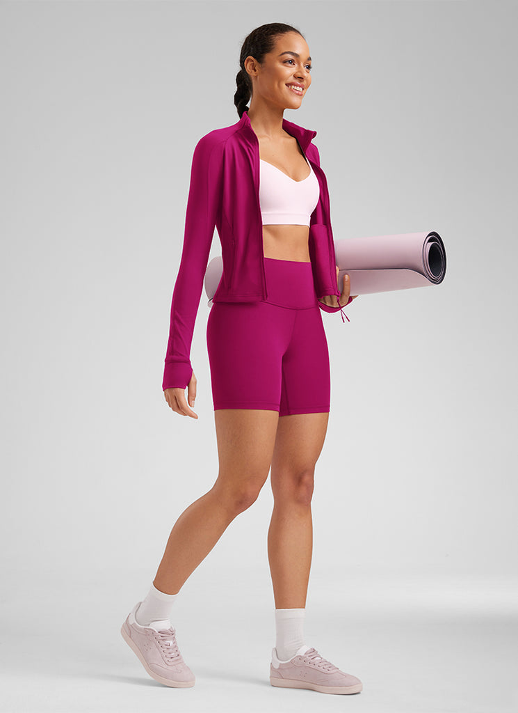 CRZ YOGA Women's Yoga High Rise Biker Shorts Butterluxe Shorts 6'' Emerald Green Tie-Dye Flowers