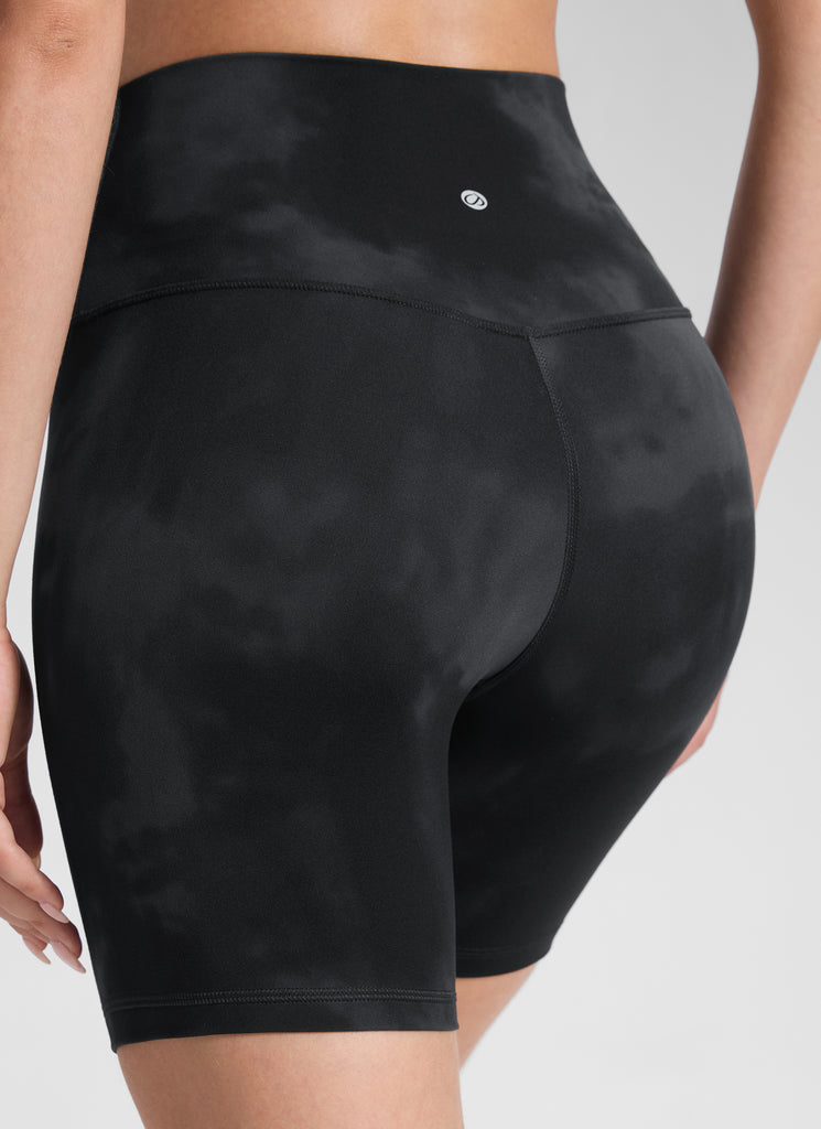 CRZ YOGA Women's Yoga High Rise Biker Shorts Butterluxe Shorts 6'' Tie Dye Smoke Ink