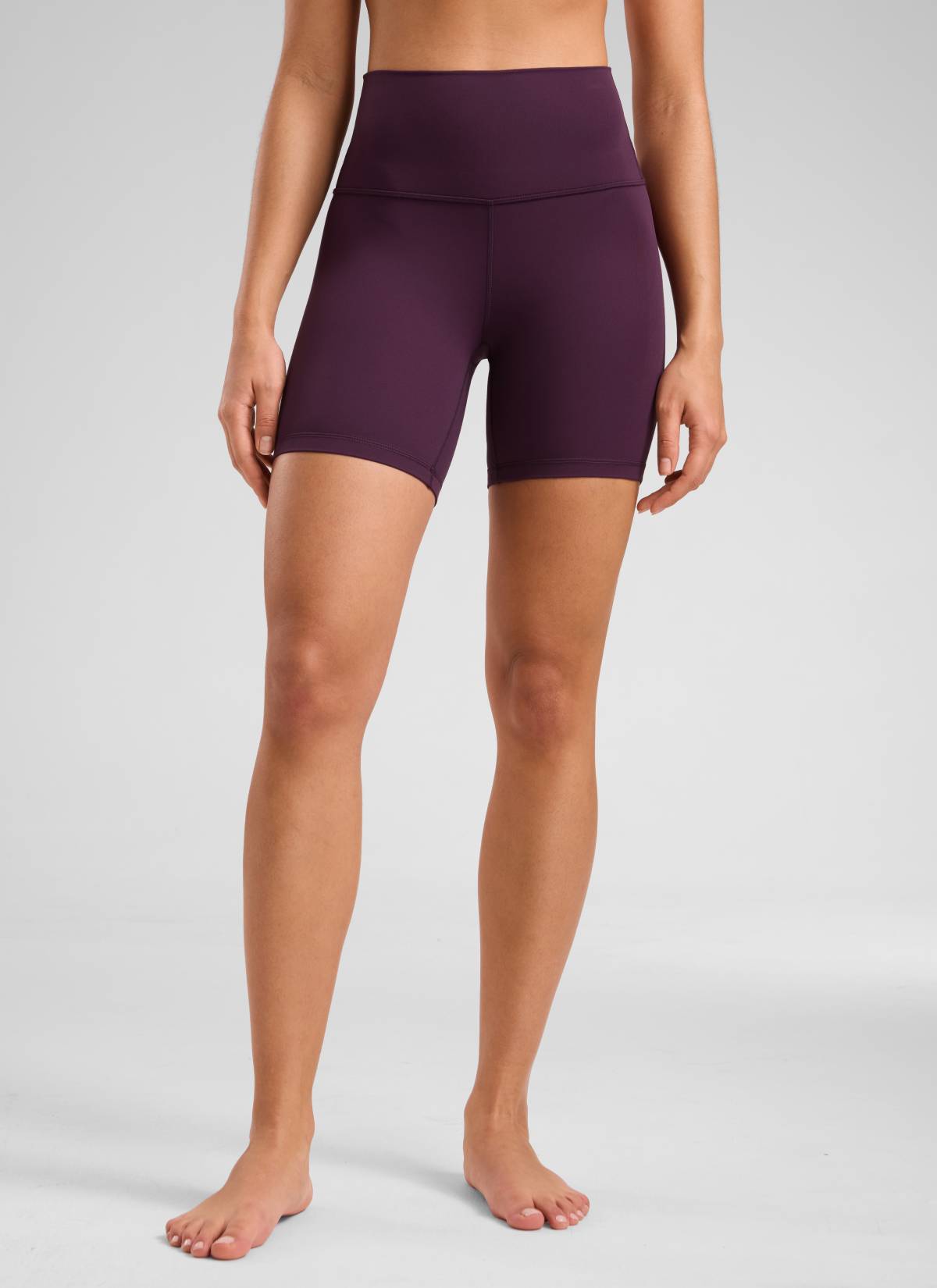 CRZ YOGA Women's Yoga High Rise Biker Shorts Butterluxe Shorts 6'' Deep Purple