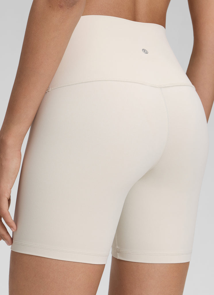 CRZ YOGA Women's Yoga High Rise Biker Shorts Butterluxe Shorts 6'' Milky White