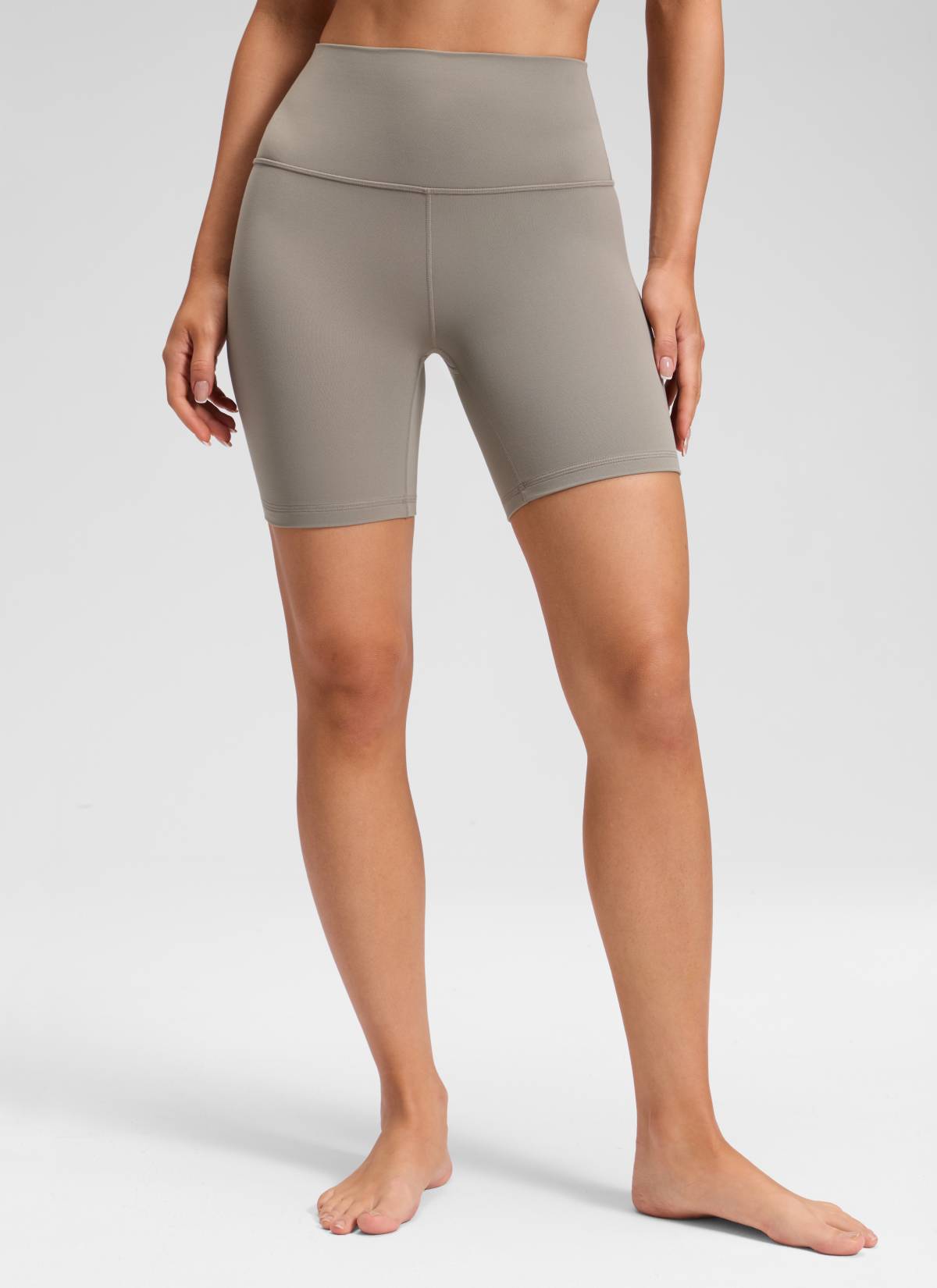 CRZ YOGA Women's Yoga High Rise Biker Shorts Butterluxe Shorts 6'' Warm Ash Grey