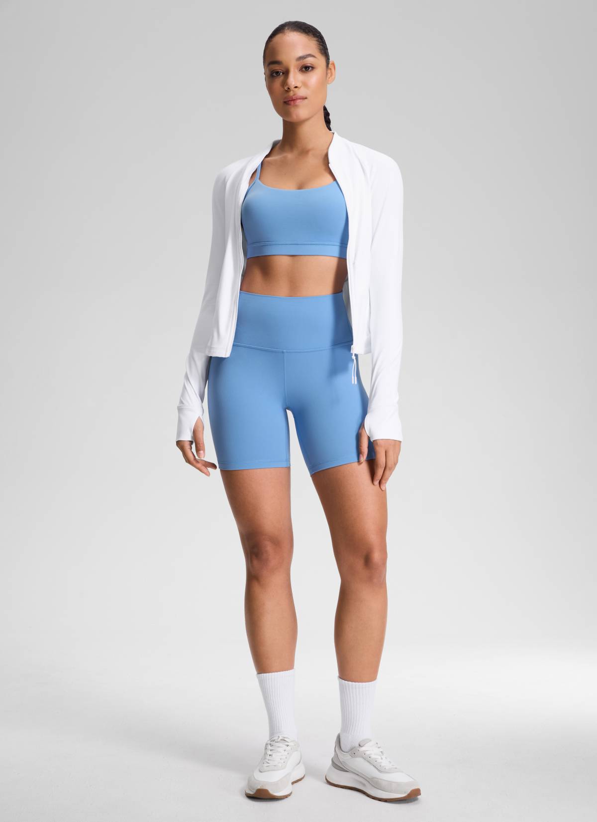 CRZ YOGA Women's Yoga High Rise Biker Shorts Butterluxe Shorts 6'' Party Blue