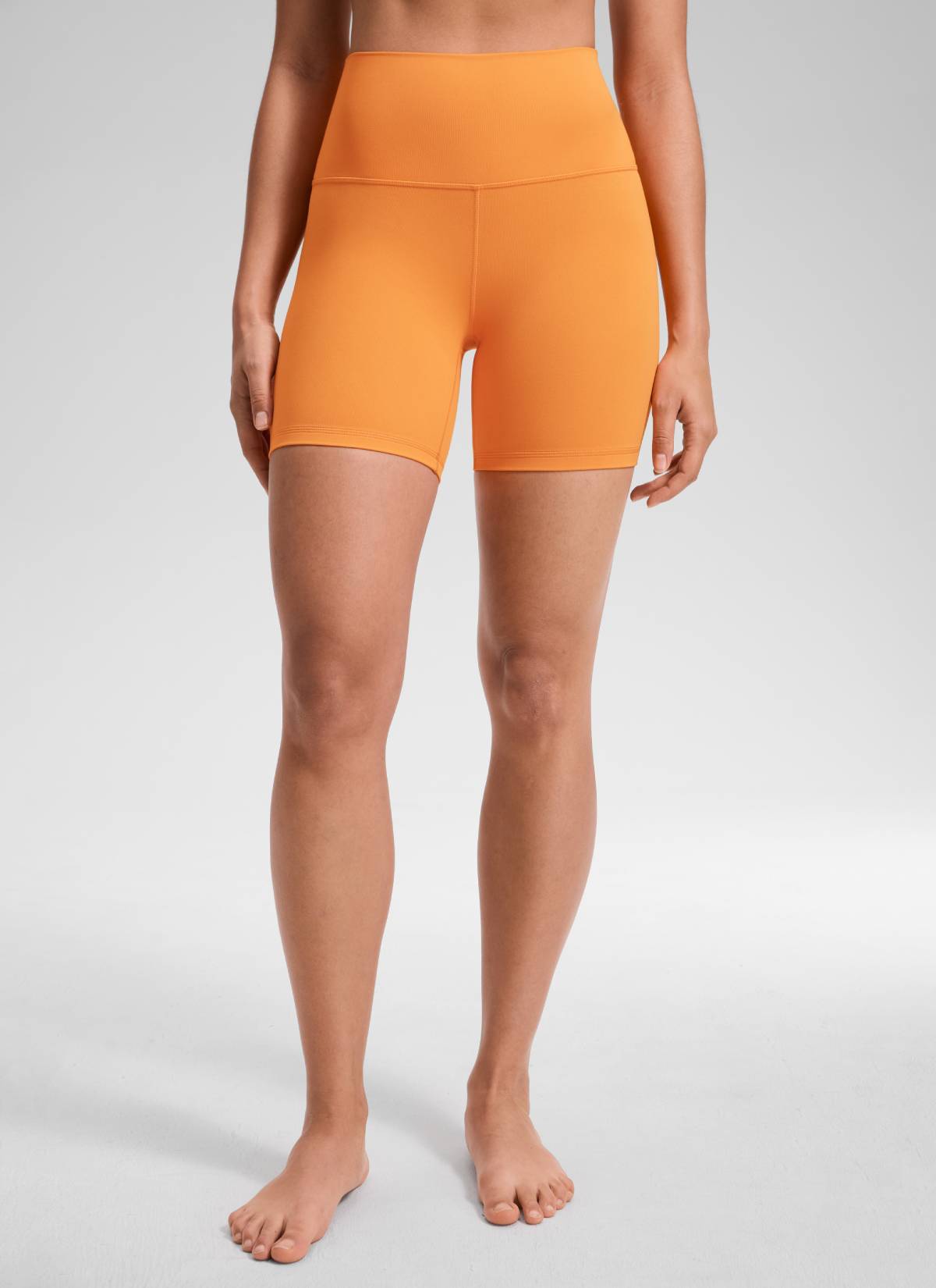 CRZ YOGA Women's Yoga High Rise Biker Shorts Butterluxe Shorts 6'' Tiger Orange