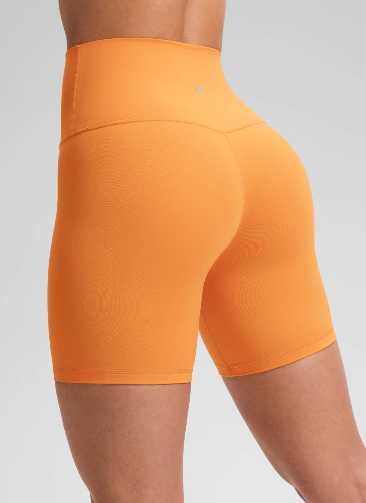CRZ YOGA Women's Yoga High Rise Biker Shorts Butterluxe Shorts 6'' Tiger Orange @model_info:Fiona