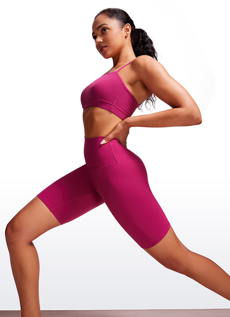 CRZ YOGA Women's Yoga High Rise Butterluxe Long Biker Shorts 8'' Magenta Purple