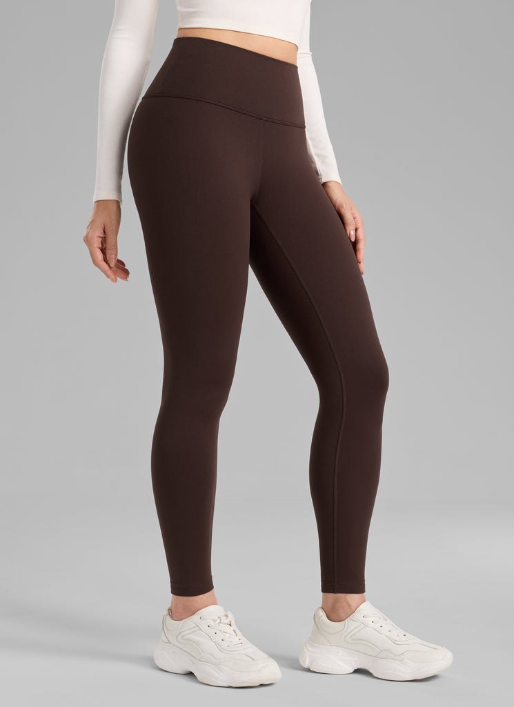CRZ YOGA Women's Fleece Lined Casual High Rise Legging 28'' Hot Fudge Brown
