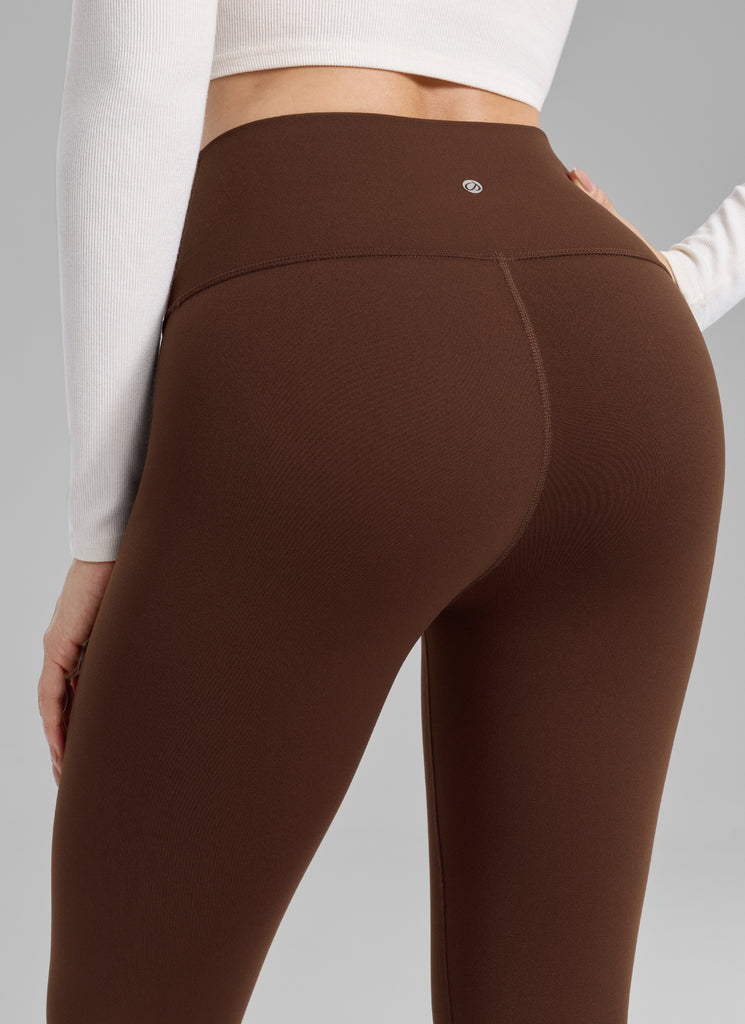 CRZ YOGA Women's Fleece Lined Casual High Rise Legging 28'' Lava Brown