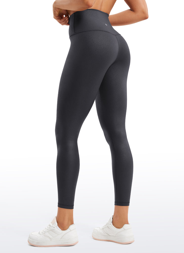 CRZ YOGA Women Butterluxe Matte Faux Leather Leggings 25'' Mysterious Grey Foil Pattern