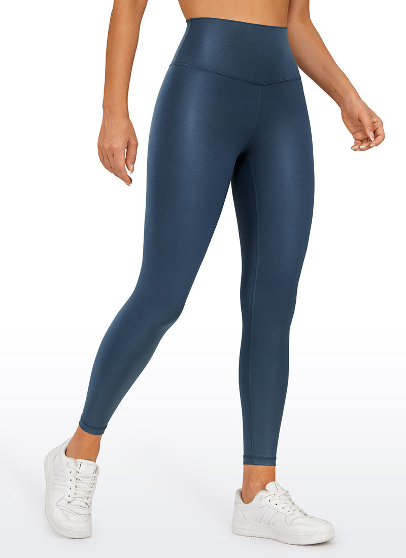 CRZ YOGA Women Butterluxe Matte Faux Leather Leggings 25'' FRENCH NAVY Classic Pattern