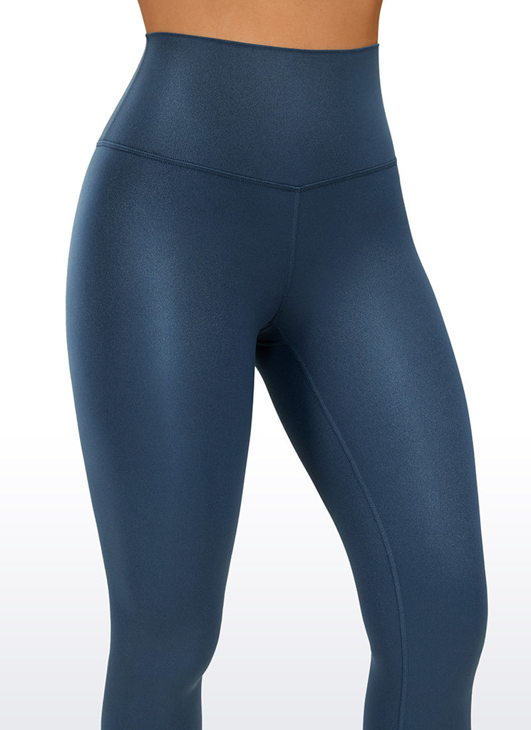 CRZ YOGA Women Butterluxe Matte Faux Leather Leggings 25'' FRENCH NAVY Classic Pattern