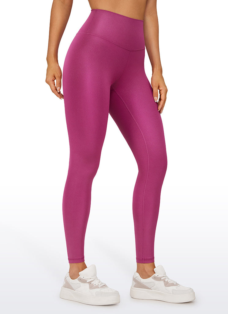 CRZ YOGA Women Butterluxe Matte Faux Leather Leggings 28' Magenta Purple Classic Pattern