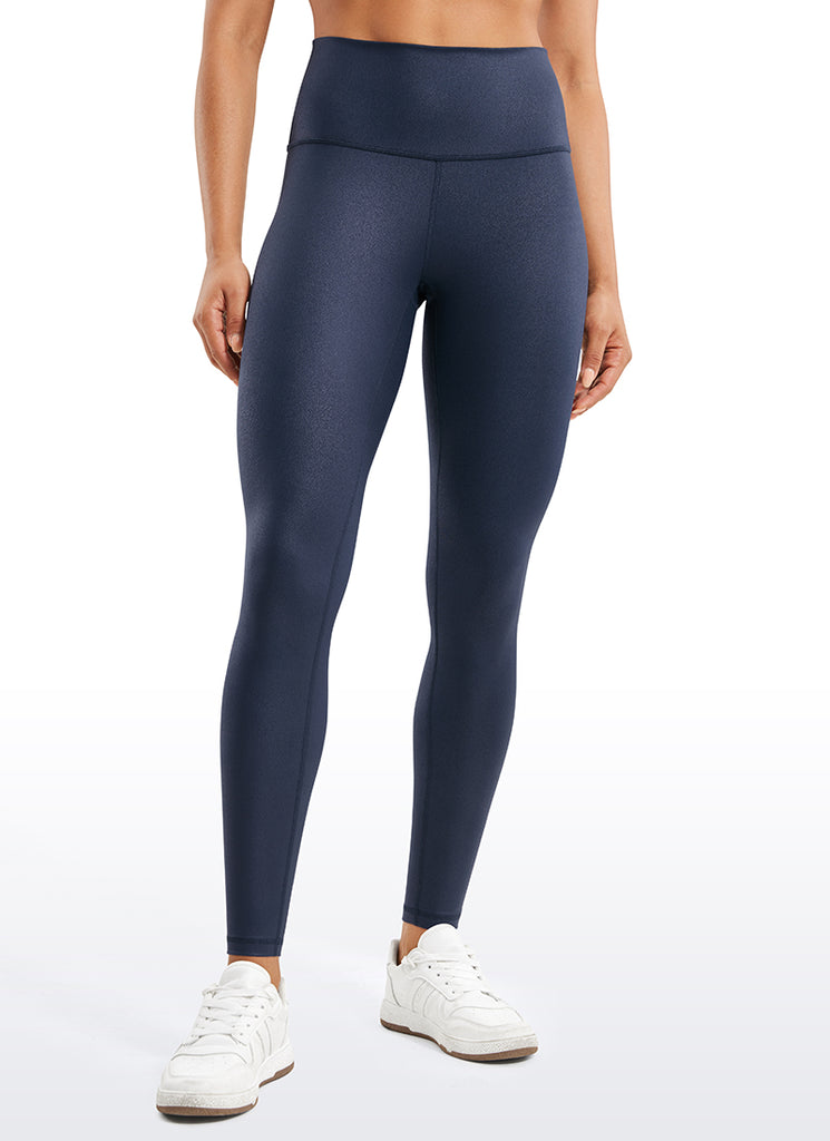 CRZ YOGA Women Butterluxe Matte Faux Leather Leggings 28' Black Foil Pattern