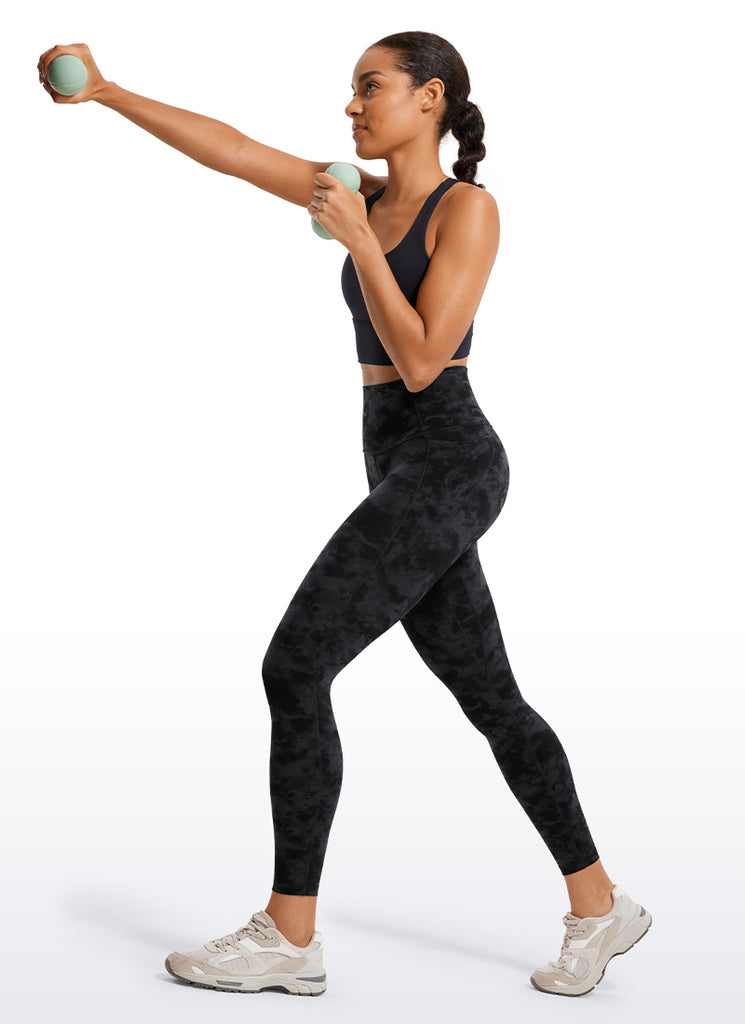 CRZ YOGA Women's Yoga Lounge High Rise Butterluxe Pocket Leggings 25'' Tie Dye Smoke Ink
