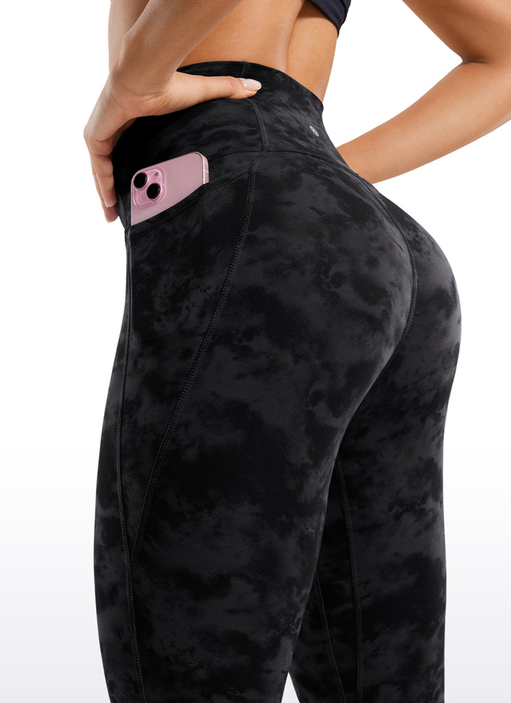 CRZ YOGA Women's Yoga Lounge High Rise Butterluxe Pocket Leggings 25'' Tie Dye Smoke Ink