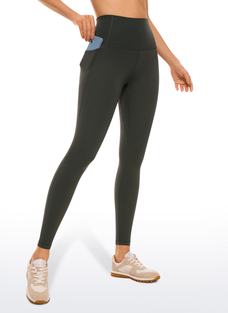 CRZ YOGA Women's Yoga Lounge High Rise Butterluxe Pocket Leggings 25'' Meteorites Black