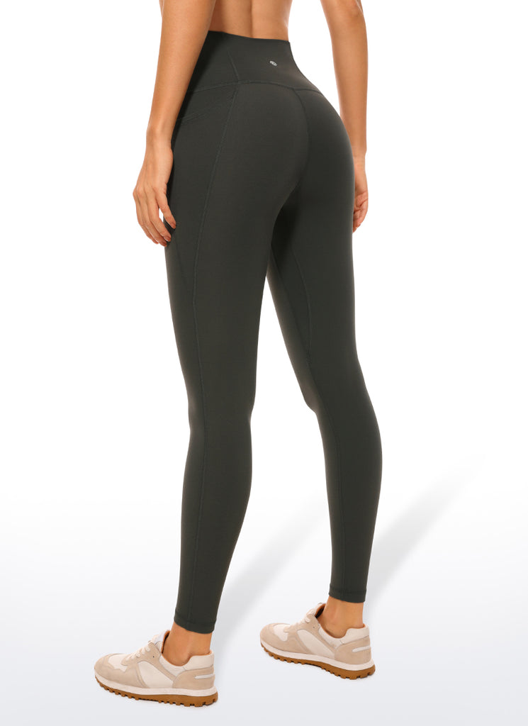 CRZ YOGA Women's Yoga Lounge High Rise Butterluxe Pocket Leggings 25'' Meteorites Black