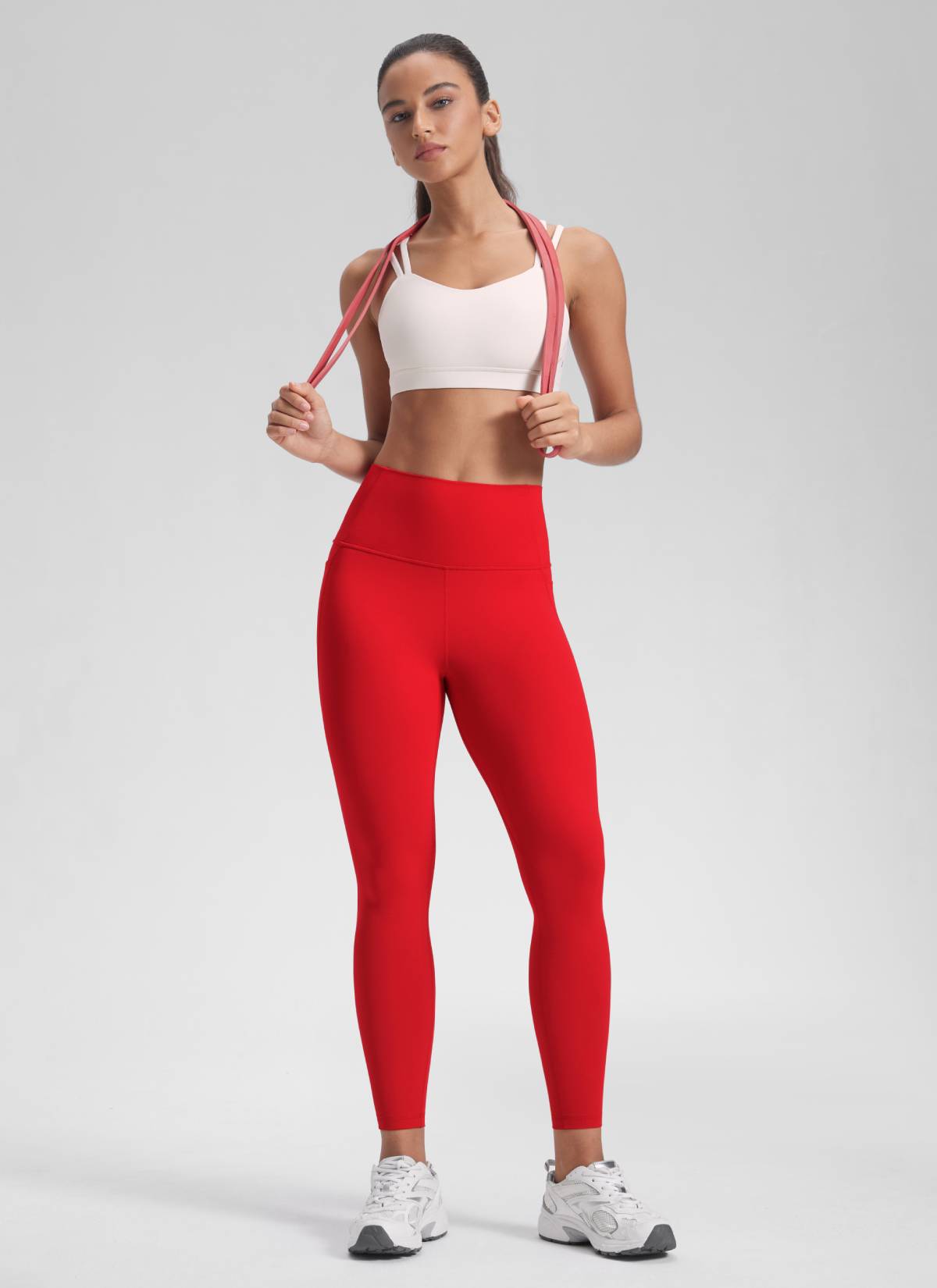 CRZ YOGA Women's Yoga Lounge High Rise Butterluxe Pocket Leggings 25'' Red Chili @model_info:Winma