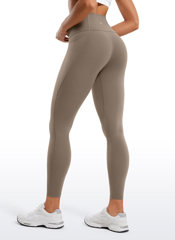 CRZ YOGA Women's Yoga Lounge High Rise Butterluxe Pocket Leggings 25'' Taupe