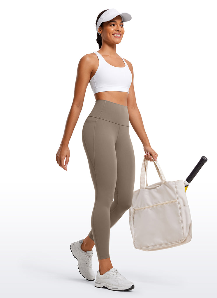 CRZ YOGA Women's Yoga Lounge High Rise Butterluxe Pocket Leggings 25'' Taupe