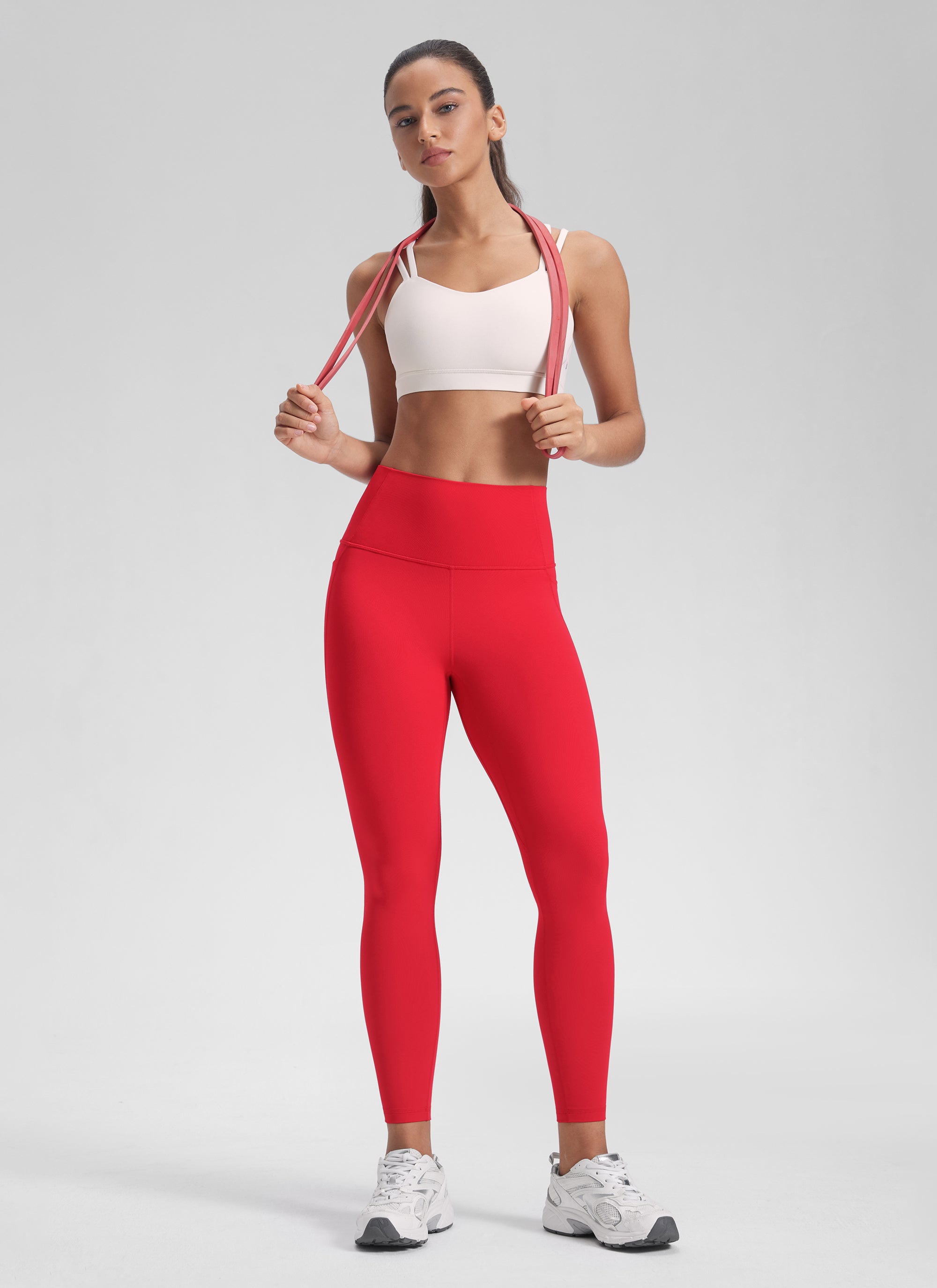 CRZ YOGA Women's Yoga Lounge High Rise Butterluxe Pocket Leggings 25'' Red Merlot