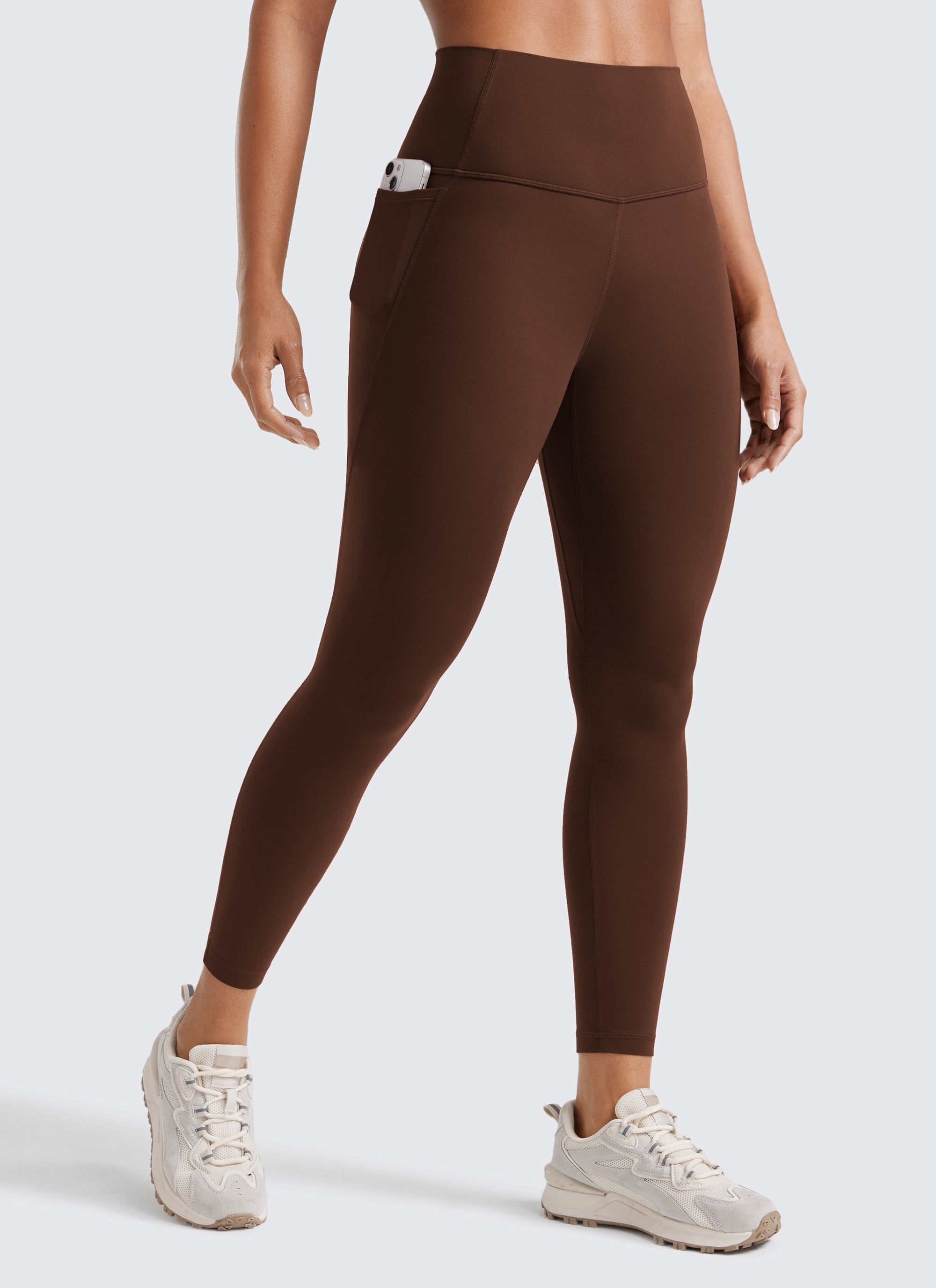 CRZ YOGA Women's Yoga Lounge High Rise Butterluxe Pocket Leggings 25'' Lava Brown
