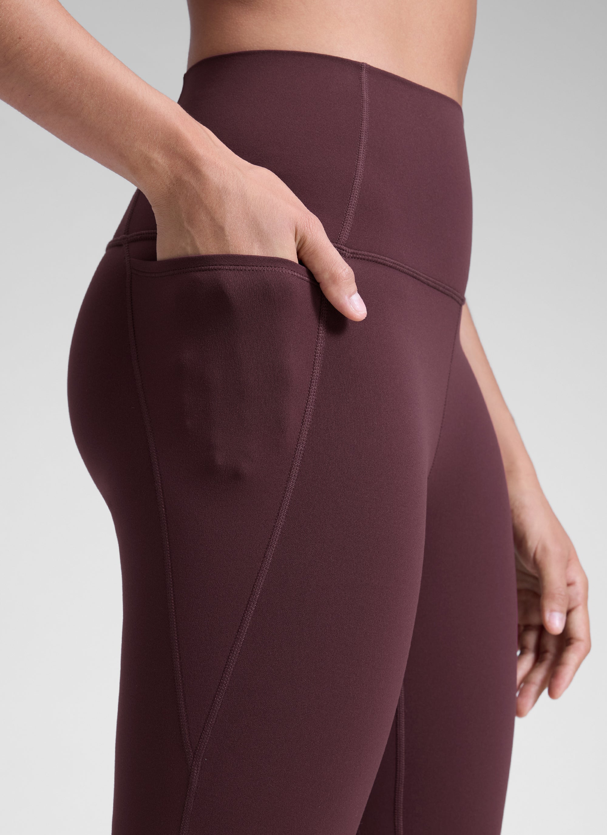 CRZ YOGA Women's Yoga Lounge High Rise Butterluxe Pocket Leggings 25'' Ripe Plum