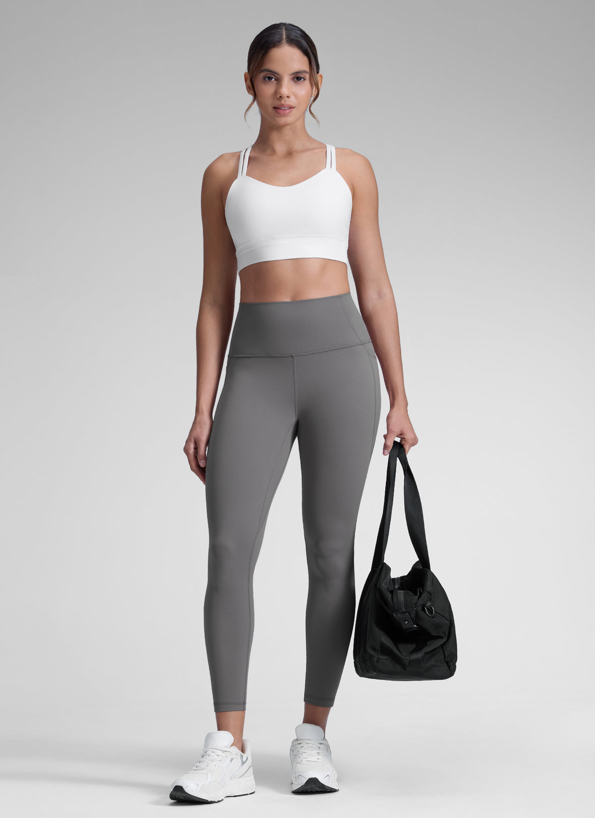 CRZ YOGA Women's Yoga Lounge High Rise Butterluxe Pocket Leggings 25'' Ash Grey @model_info:D