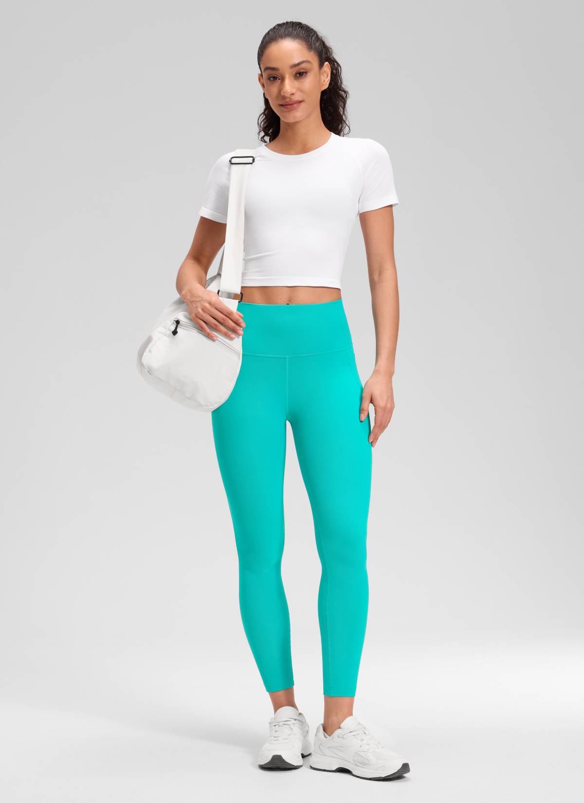 CRZ YOGA Women's Yoga Lounge High Rise Butterluxe Pocket Leggings 25'' Tropics Teal