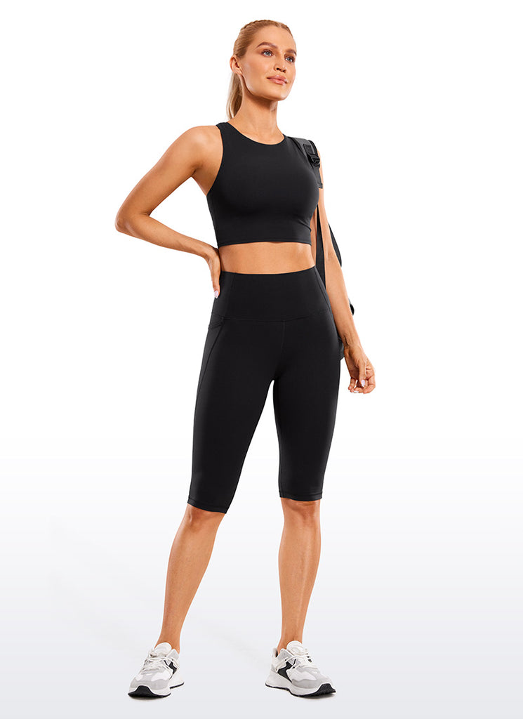 CRZ YOGA Women's Butterluxe Knee Length Pockets Capri Leggings 13" Olive Green